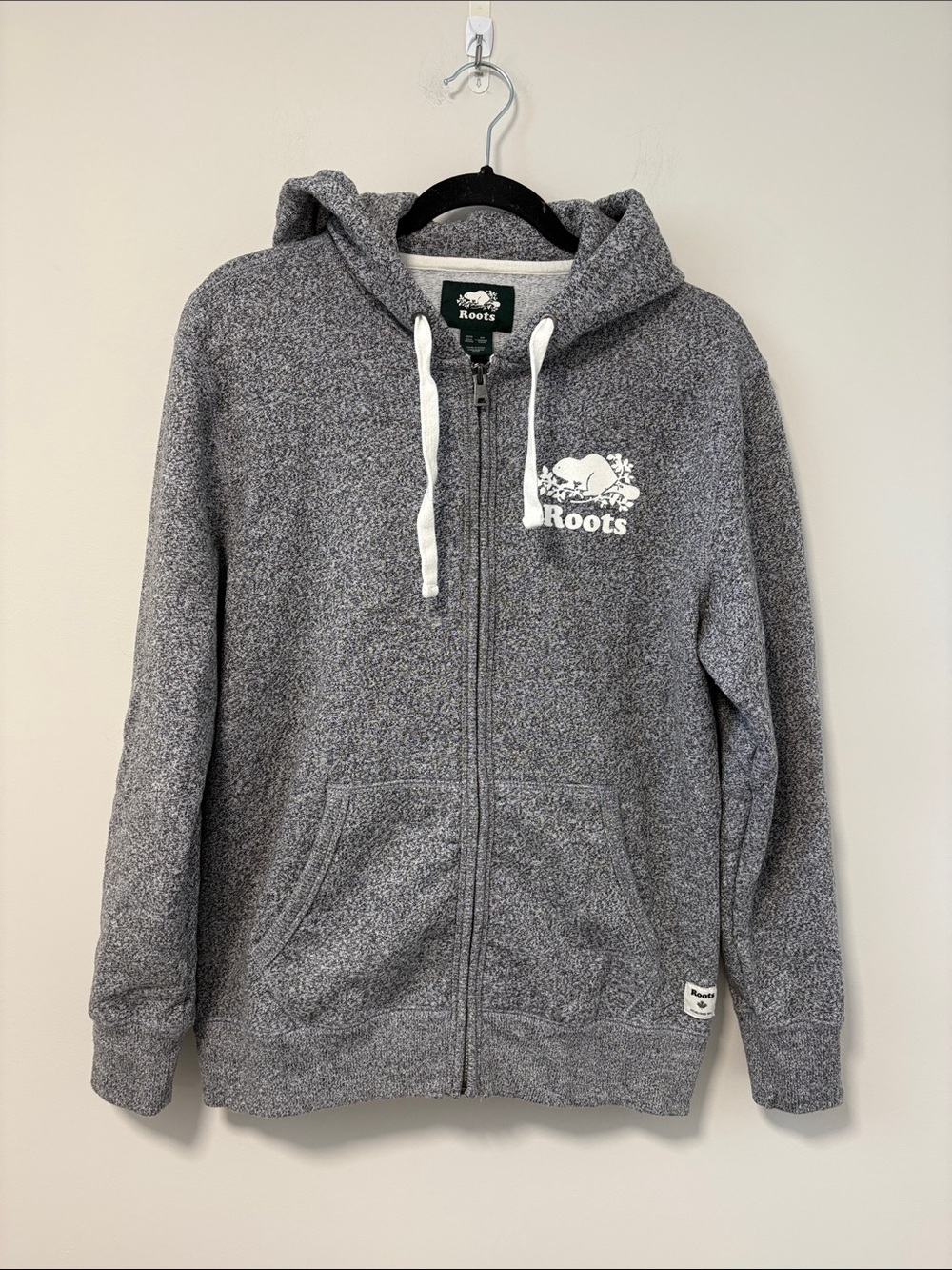 Roots Heather Gray Sweatshirt with White Beaver Logo - Picture 1 of 3